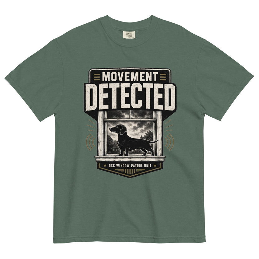 Movement Detected dachshund T-shirt in Blue Spruce